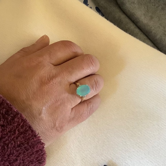 Sterling Silver Genuine Gemstone Aqua Chalcedony Ring Size-8 - Picture 14 of 16